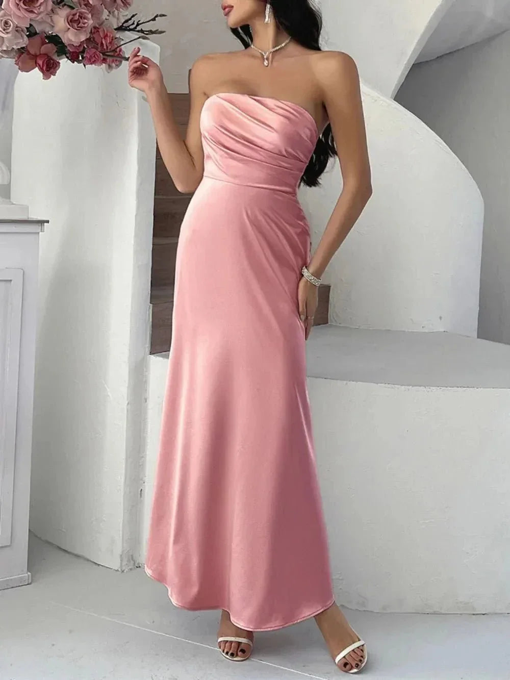Devine Ruched Tube Maxi Dress - VILLA FASHION